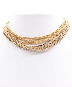 Rhinestone Chain Choker Necklace  NB330076 GOLD CL